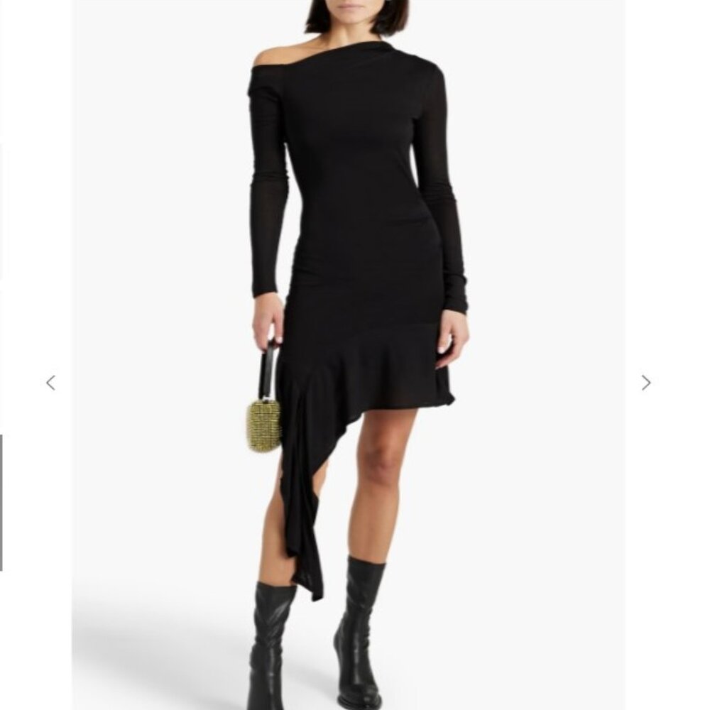 Helmut Lang Scala Draped Asymmetric Mini Dress S … - image 2